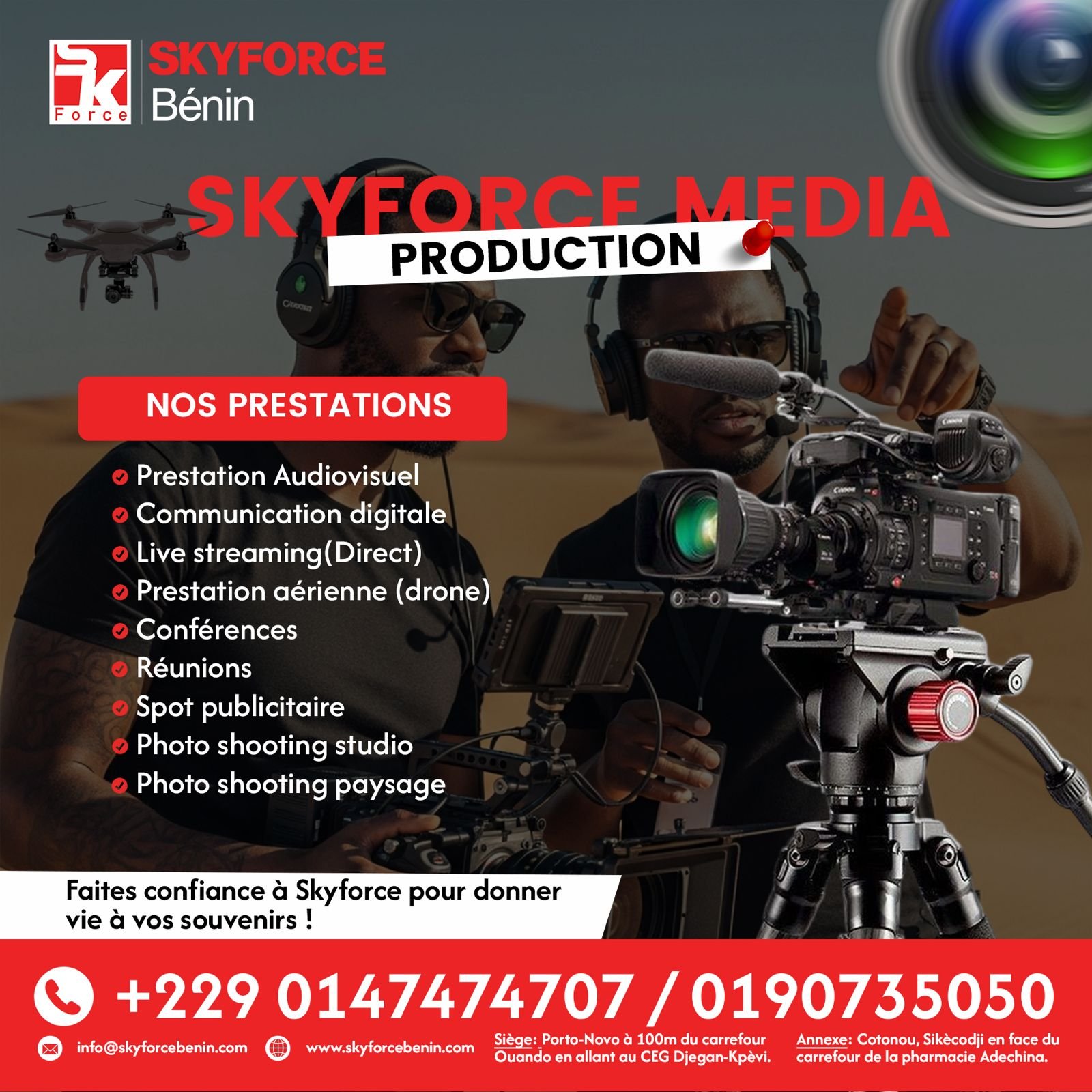 VOD SKYFORCE BENIN.SARL lance son service SKYFORCE MEDIA PRODUCTION : l’innovation au service de l’image